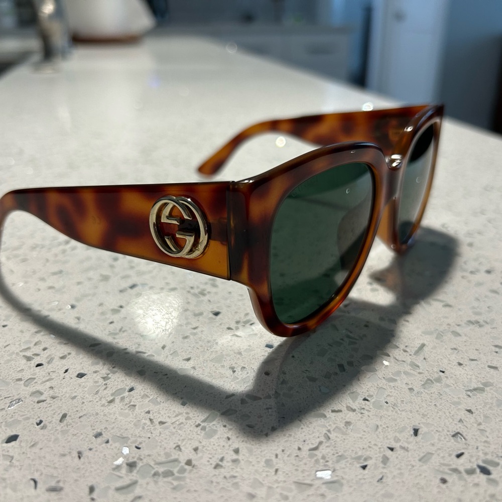 Gucci Tortoiseshell Sunglasses with Dark Green Lenses